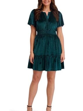 French connection Women's Velvet Dress - Teal Green size M